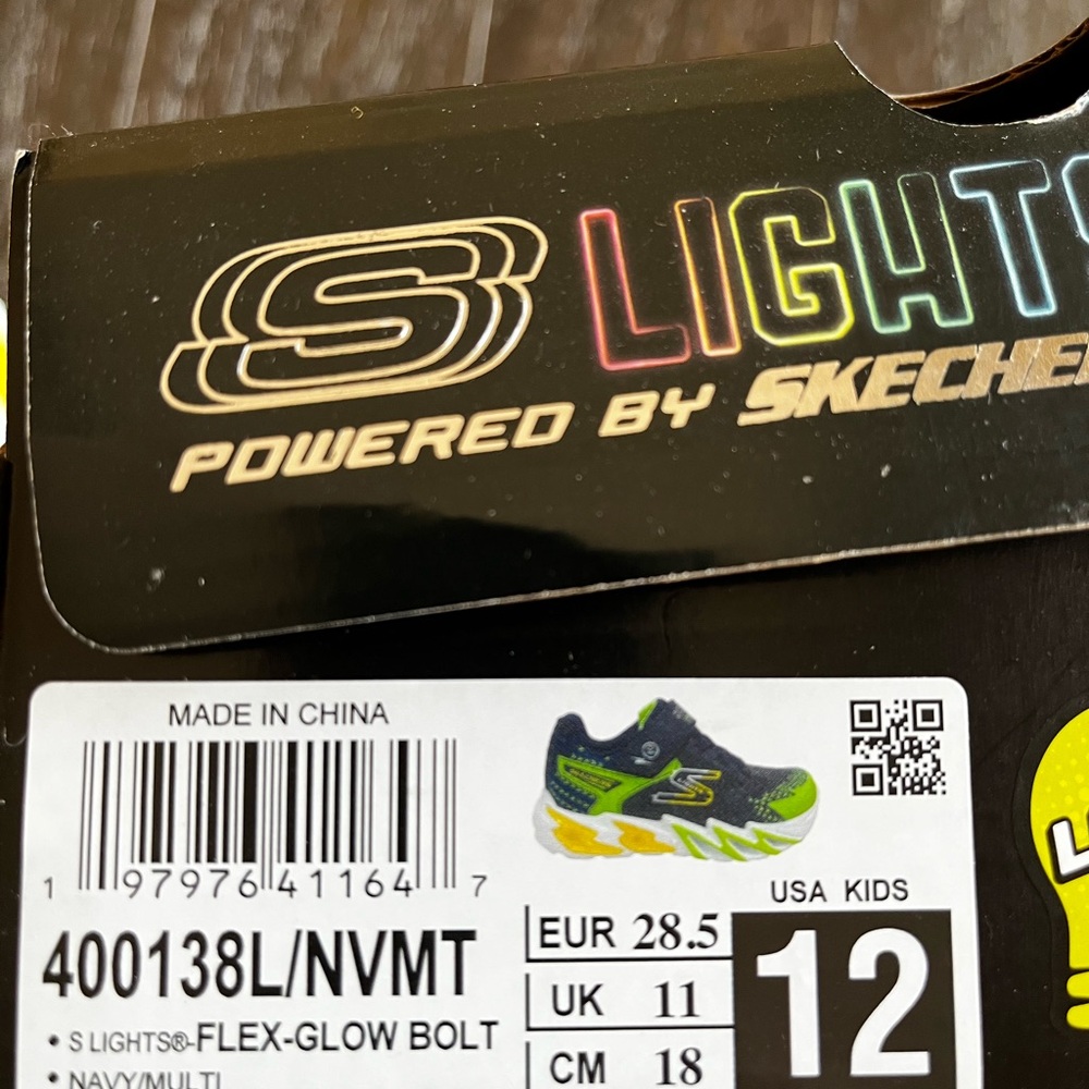 Skechers Kids' Navy Multi Flex-Glow Bolt Shoes